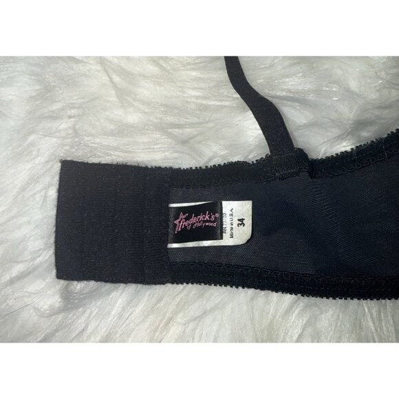 Fredericks of Hollywood Lace Peek A Boo Bra Open Nipple UW Womens 34 Black - Picture 6 of 6